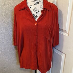 Elegant Red Button-Down Shirt for Women